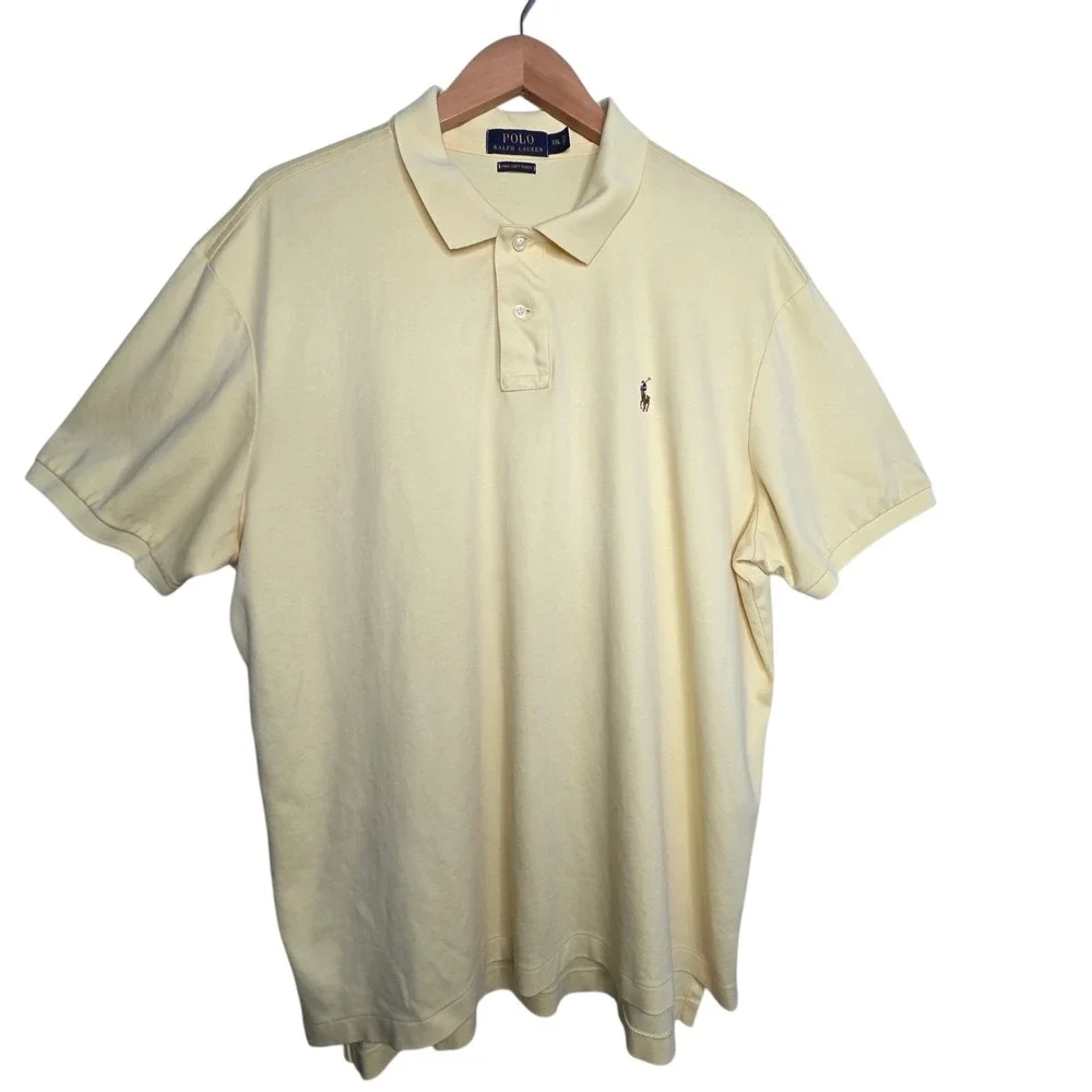 Polo Ralph Lauren Mens Yellow Pima Cotton Polo Shirt XXL Soft Touch Short Sleeve